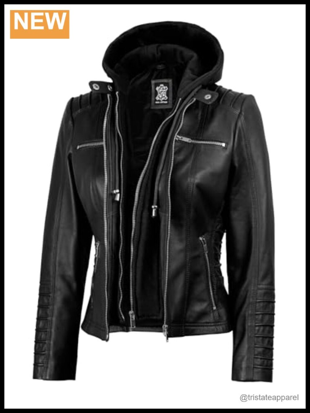 Real Lambskin Leather Jacket Women Removable Hood Bomber